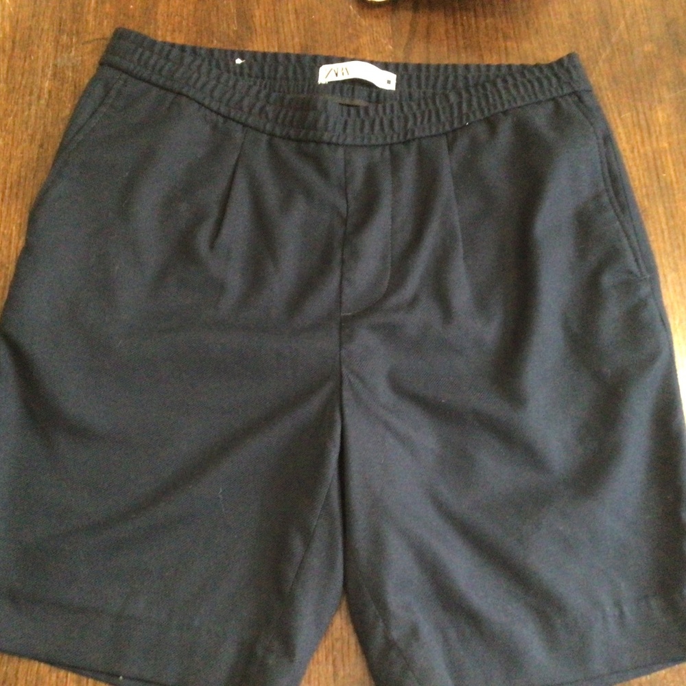 Zara black elastic waist with tie shorts. , size M Excellent shape